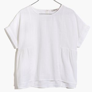 MADEWELL Cuffed-Sleeve Shirred Top White XXS